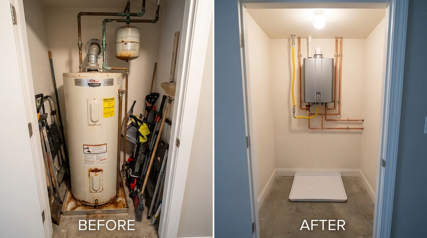 Tank water heater versus wall-mounted tankless unit comparison for Coldwater, MI homeowners